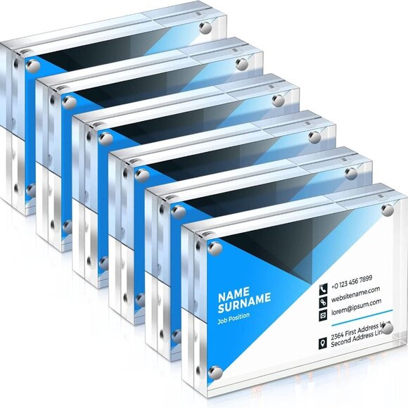 Acrylic Business Card Frame 2.5 x 3.5 inch Clear Double Sided Magnetic Photo Blo